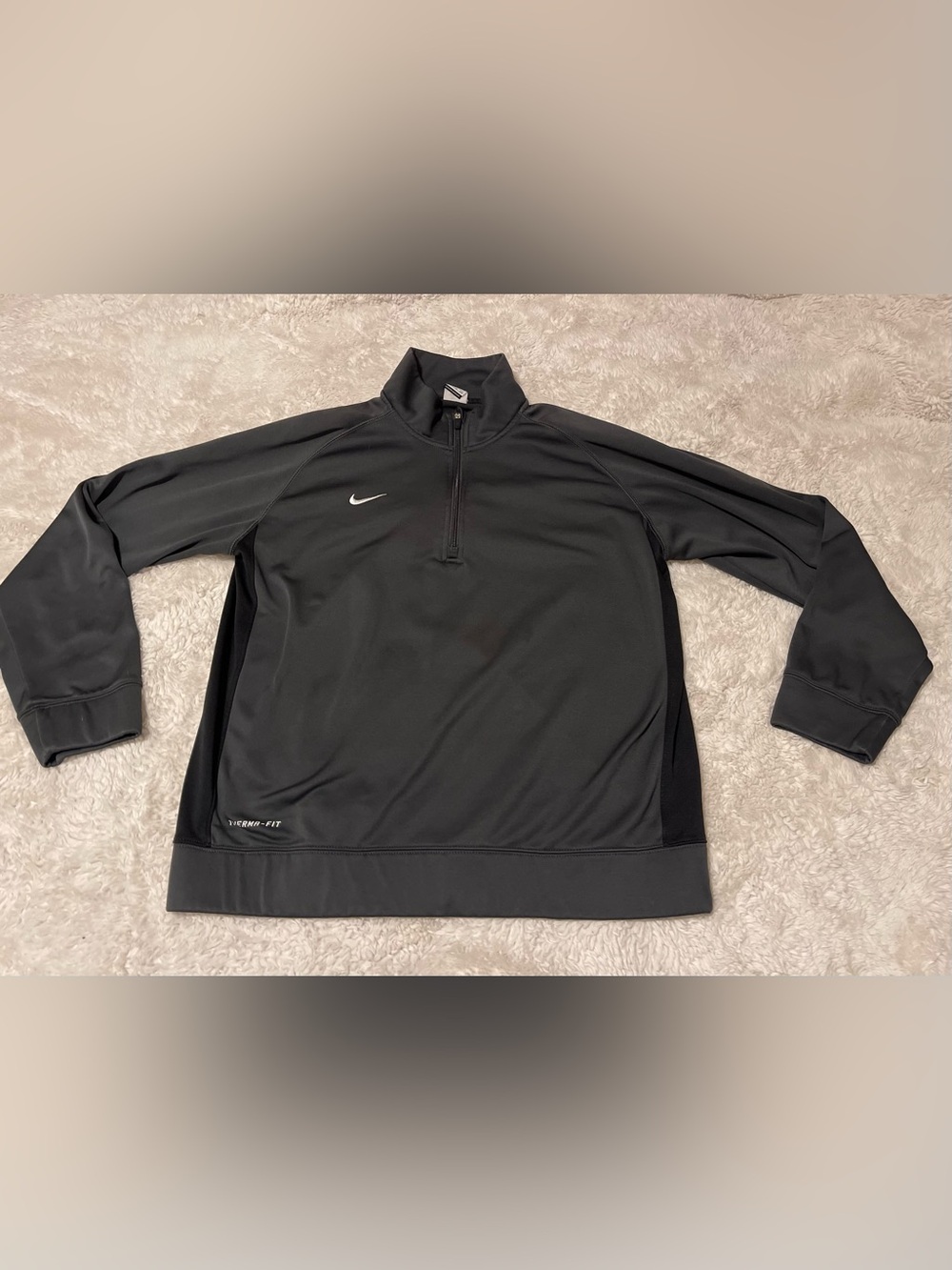 Nike Sweater Mens XXL Gray Long Sleeve Pullover Golf 1/4 Zip Therma Fit